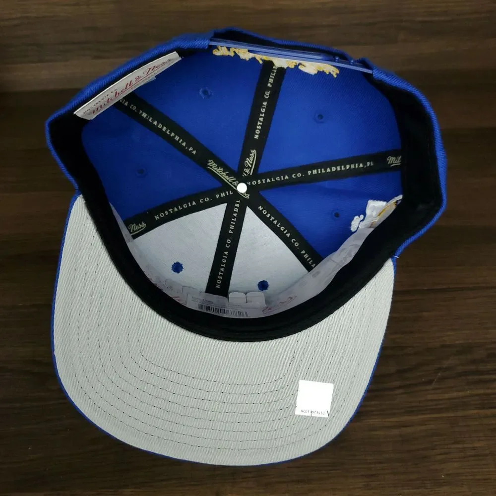 Golden State Warriors Mitchell & Ness NBA‎ Snapback Cap Hat 3D Logo Blue NWT